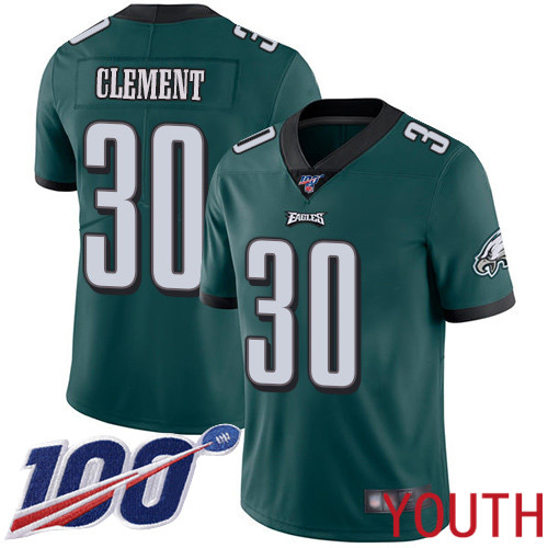 Youth Philadelphia Eagles #30 Corey Clement Midnight Green Team Color Vapor Untouchable NFL Jersey Limited 100th